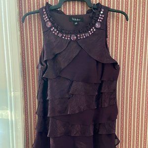 Sleeveless Jeweled-Neckline Cocktail Dress